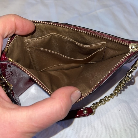 Coach 47941 Madison Dark Red Wine Patent Leather Chain Wristlet/Clutch - Picture 8 of 9